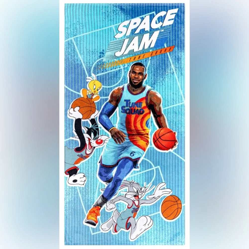 NWT Space Jam x Tune Squad x Lebron James x Looney Tunes Beach Towel Size 28X58”